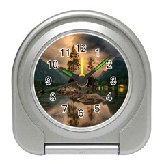 Nature Waters Lake Island Landscape Thunderstorm Travel Alarm Clock