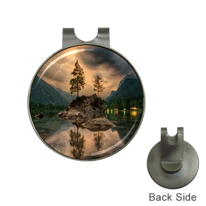 Nature Waters Lake Island Landscape Thunderstorm Hat Clips with Golf Markers