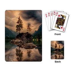 Nature Waters Lake Island Landscape Thunderstorm Playing Cards Single Design (rectangle) by Jancukart