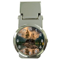 Nature Waters Lake Island Landscape Thunderstorm Money Clip Watches