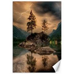 Nature Waters Lake Island Landscape Thunderstorm Canvas 12  X 18 