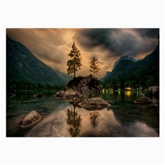 Nature Waters Lake Island Landscape Thunderstorm Large Glasses Cloth (2 Sides) by Jancukart