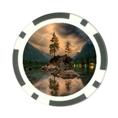 Nature Waters Lake Island Landscape Thunderstorm Poker Chip Card Guard by Jancukart