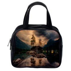 Nature Waters Lake Island Landscape Thunderstorm Classic Handbag (one Side) by Jancukart