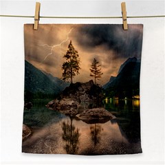 Nature Waters Lake Island Landscape Thunderstorm Face Towel