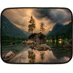 Nature Waters Lake Island Landscape Thunderstorm Fleece Blanket (Mini) 35 x27  Blanket Front