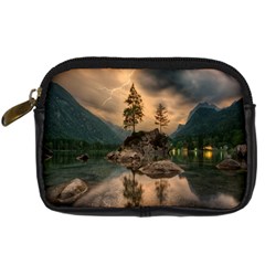 Nature Waters Lake Island Landscape Thunderstorm Digital Camera Leather Case by Jancukart