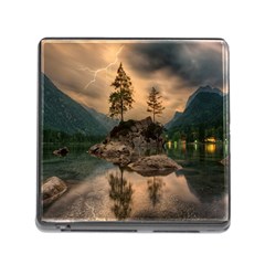 Nature Waters Lake Island Landscape Thunderstorm Memory Card Reader (square 5 Slot)