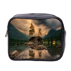 Nature Waters Lake Island Landscape Thunderstorm Mini Toiletries Bag (two Sides)