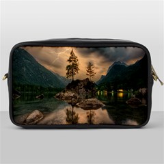 Nature Waters Lake Island Landscape Thunderstorm Toiletries Bag (one Side) by Jancukart