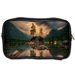 Nature Waters Lake Island Landscape Thunderstorm Toiletries Bag (two Sides)