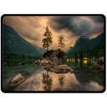 Nature Waters Lake Island Landscape Thunderstorm One Side Fleece Blanket (Large) 80 x60  Blanket Front