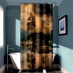 Nature Waters Lake Island Landscape Thunderstorm Shower Curtain 36  X 72  (stall)  by Jancukart