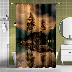 Nature Waters Lake Island Landscape Thunderstorm Shower Curtain 48  X 72  (small) 