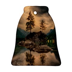 Nature Waters Lake Island Landscape Thunderstorm Bell Ornament (two Sides) by Jancukart