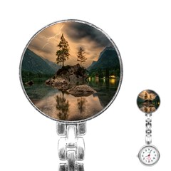 Nature Waters Lake Island Landscape Thunderstorm Stainless Steel Nurses Watch