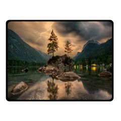 Nature Waters Lake Island Landscape Thunderstorm Fleece Blanket (small) by Jancukart