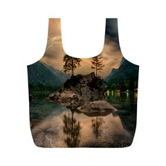 Nature Waters Lake Island Landscape Thunderstorm Full Print Recycle Bag (m)