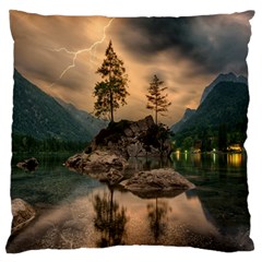 Nature Waters Lake Island Landscape Thunderstorm Standard Premium Plush Fleece Cushion Case (two Sides)