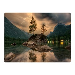 Nature Waters Lake Island Landscape Thunderstorm Premium Plush Fleece Blanket (mini) by Jancukart