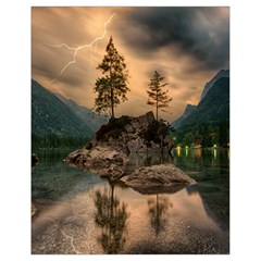 Nature Waters Lake Island Landscape Thunderstorm Drawstring Bag (small) by Jancukart