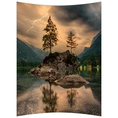 Nature Waters Lake Island Landscape Thunderstorm Back Support Cushion by Jancukart