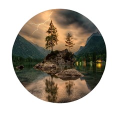 Nature Waters Lake Island Landscape Thunderstorm Mini Round Pill Box by Jancukart