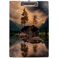 Nature Waters Lake Island Landscape Thunderstorm A4 Acrylic Clipboard by Jancukart