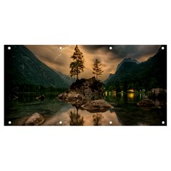 Nature Waters Lake Island Landscape Thunderstorm Banner And Sign 8  X 4  by Jancukart