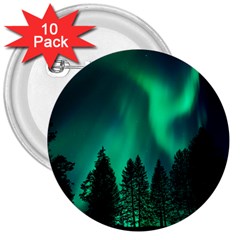 Aurora Northern Lights Phenomenon Atmosphere Sky 3  Buttons (10 Pack)  by Jancukart