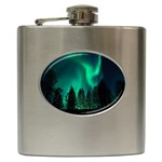 Aurora Northern Lights Phenomenon Atmosphere Sky Hip Flask (6 oz) Front