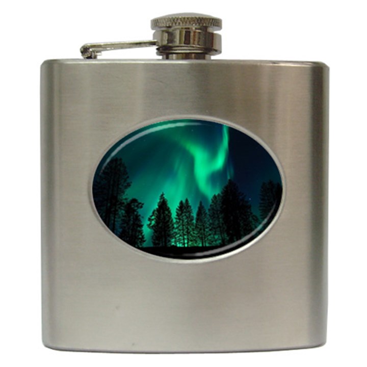 Aurora Northern Lights Phenomenon Atmosphere Sky Hip Flask (6 oz)