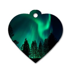 Aurora Northern Lights Phenomenon Atmosphere Sky Dog Tag Heart (one Side)