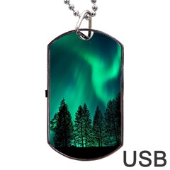 Aurora Northern Lights Phenomenon Atmosphere Sky Dog Tag Usb Flash (one Side) by Jancukart