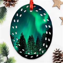 Aurora Northern Lights Phenomenon Atmosphere Sky Ornament (oval Filigree) by Jancukart