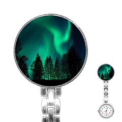 Aurora Northern Lights Phenomenon Atmosphere Sky Stainless Steel Nurses Watch by Jancukart