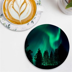 Aurora Northern Lights Phenomenon Atmosphere Sky Uv Print Round Tile Coaster