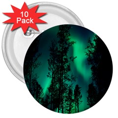 Aurora Northern Lights Celestial Magical Astronomy 3  Buttons (10 Pack)  by Jancukart