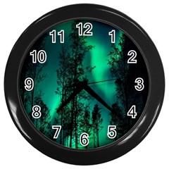 Aurora Northern Lights Celestial Magical Astronomy Wall Clock (black) by Jancukart