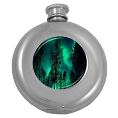 Aurora Northern Lights Celestial Magical Astronomy Round Hip Flask (5 Oz) by Jancukart