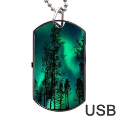 Aurora Northern Lights Celestial Magical Astronomy Dog Tag Usb Flash (one Side) by Jancukart