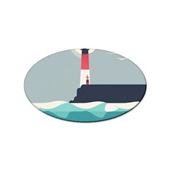 Lighthouse Ocean Nautical Sea Minimal Minimalist Sticker Oval (10 Pack) by Pakemis