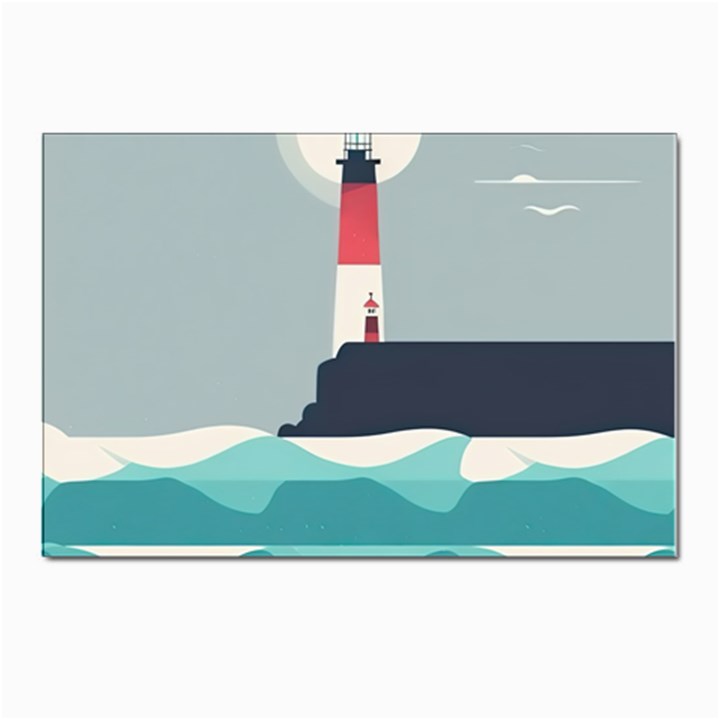 Lighthouse Ocean Nautical Sea Minimal Minimalist Postcard 4 x 6  (Pkg of 10)