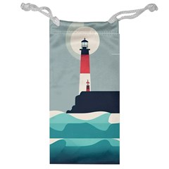 Lighthouse Ocean Nautical Sea Minimal Minimalist Jewelry Bag by Pakemis