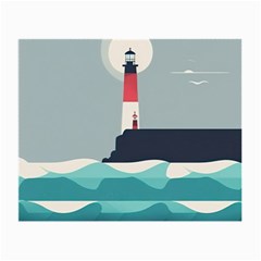 Lighthouse Ocean Nautical Sea Minimal Minimalist Small Glasses Cloth (2 Sides) by Pakemis