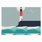 Lighthouse Ocean Nautical Sea Minimal Minimalist Large Glasses Cloth (2 Sides) Front