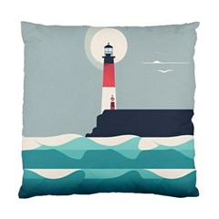 Lighthouse Ocean Nautical Sea Minimal Minimalist Standard Cushion Case (one Side) by Pakemis