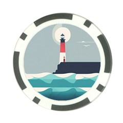 Lighthouse Ocean Nautical Sea Minimal Minimalist Poker Chip Card Guard (10 Pack) by Pakemis