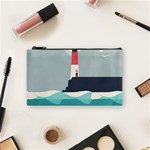 Lighthouse Ocean Nautical Sea Minimal Minimalist Cosmetic Bag (Small) Front