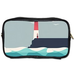 Lighthouse Ocean Nautical Sea Minimal Minimalist Toiletries Bag (two Sides) by Pakemis